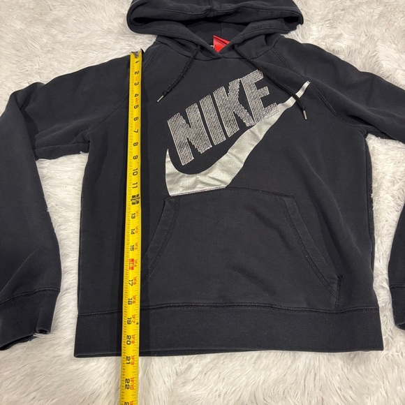 Nike Black Sequin Logo Swoosh hooded sweatshirt size small - Picture 4 of 11